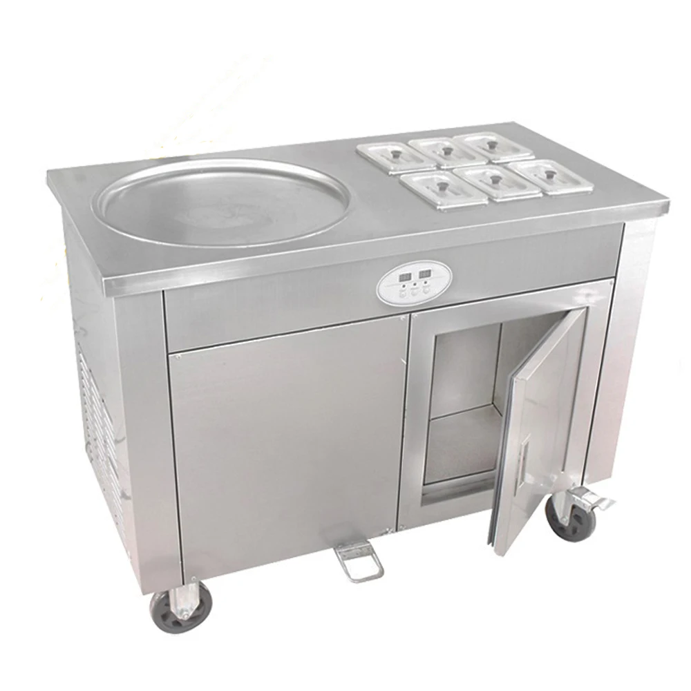 Stirring Fry Fruit Yogurt Fried Ice Cream Rolls Machine Single Pan With 6 Cooling Tanks