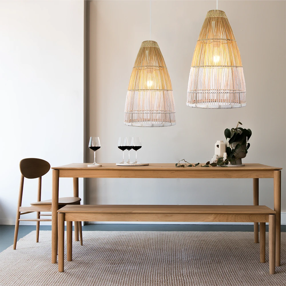 Hot Sale Boho Hand-Woven Natural Rattan Lamp Shades For Home Decor