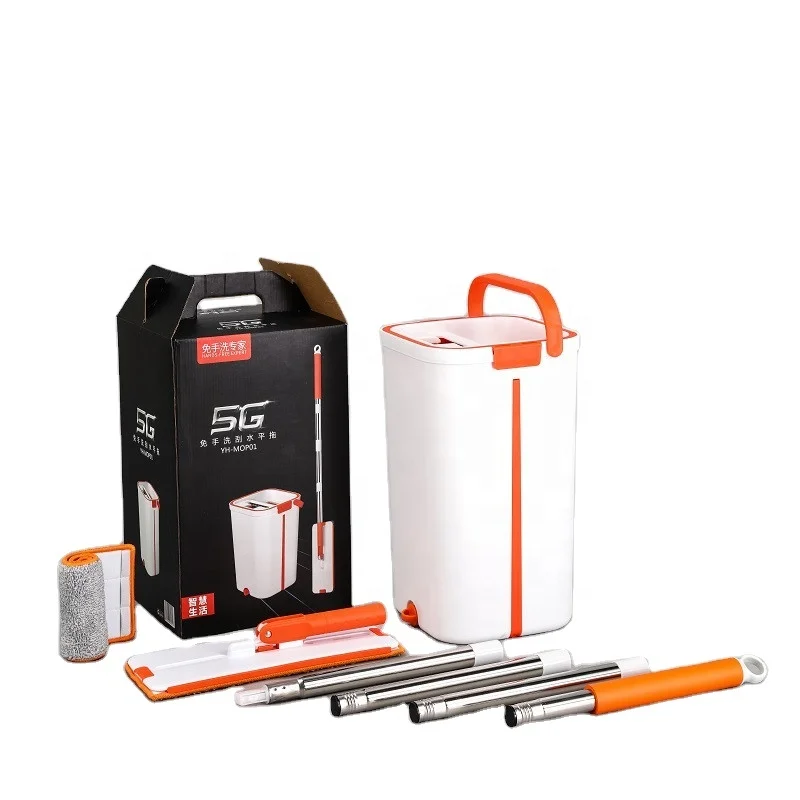 OEM Заводская поставка голландский ковш для ручной работы плоская Швабра Волшебная швабра ведро мытья пола с 2 салфетками из