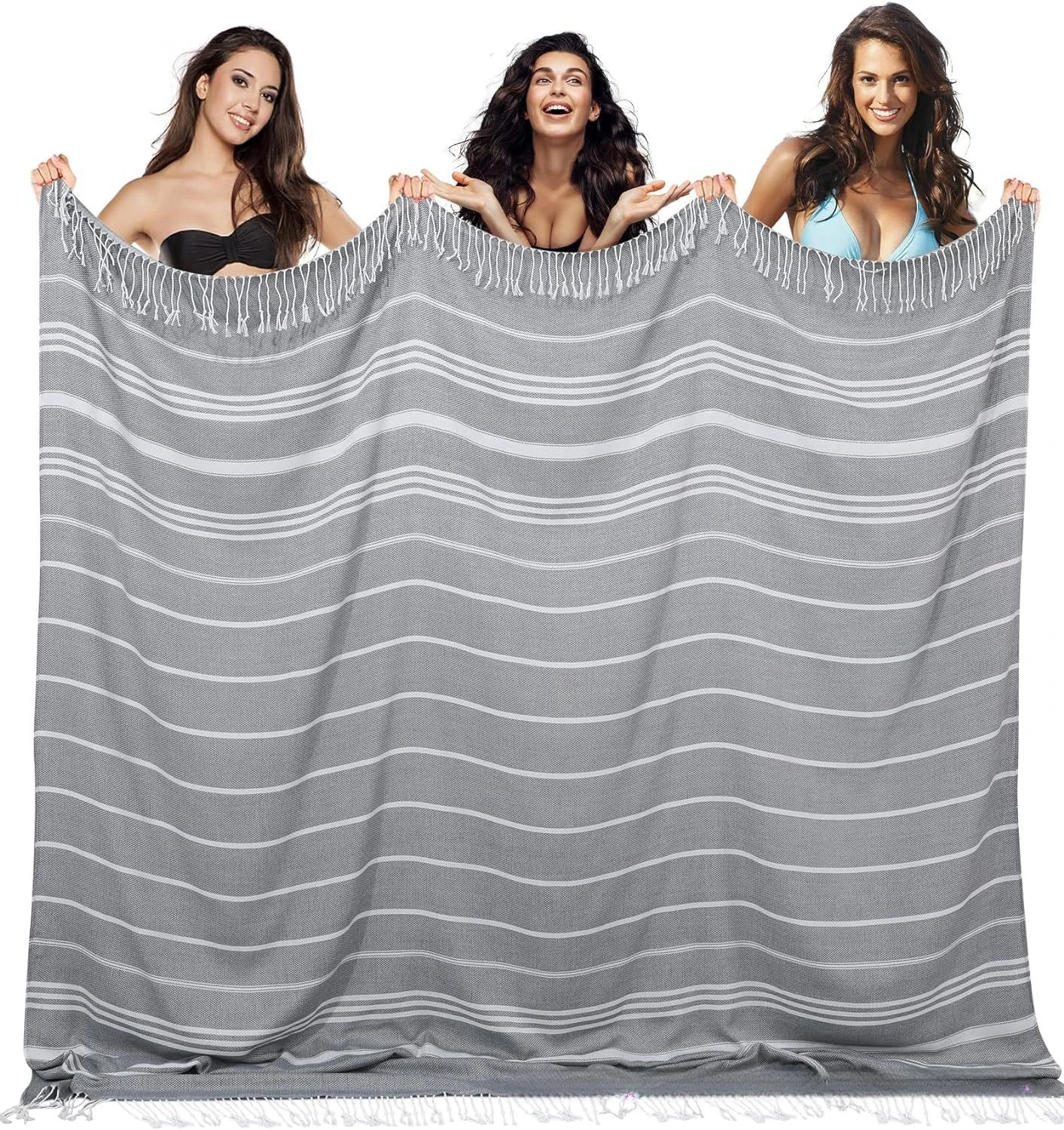 Super Size Cotton Turkish Double Wide Beach Towel Quick Dry with Tassel for family Travel Airplane Beach Yoga Towel