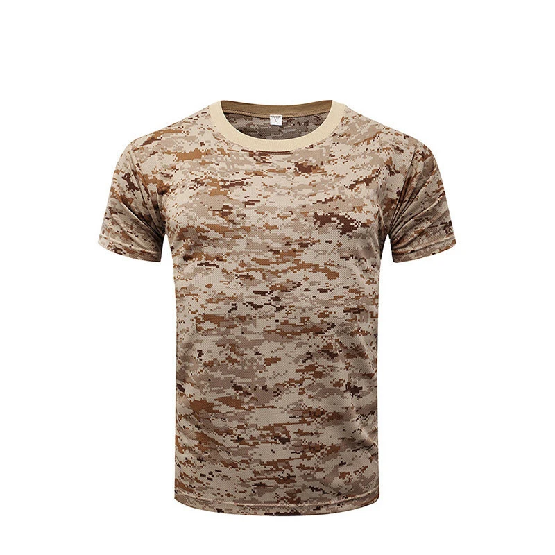 Wholesale Camouflage T Shirt Men Outdoor Short Sleeve Quick Drying Mesh T Shirt