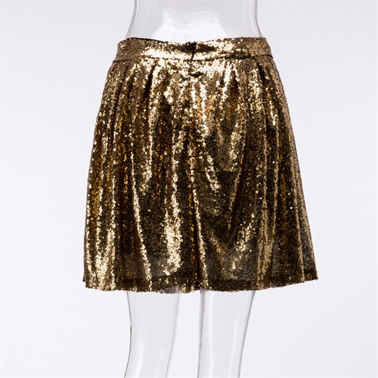 Factory Direct Sale Ladies Fashion Gold Sequined Skirt