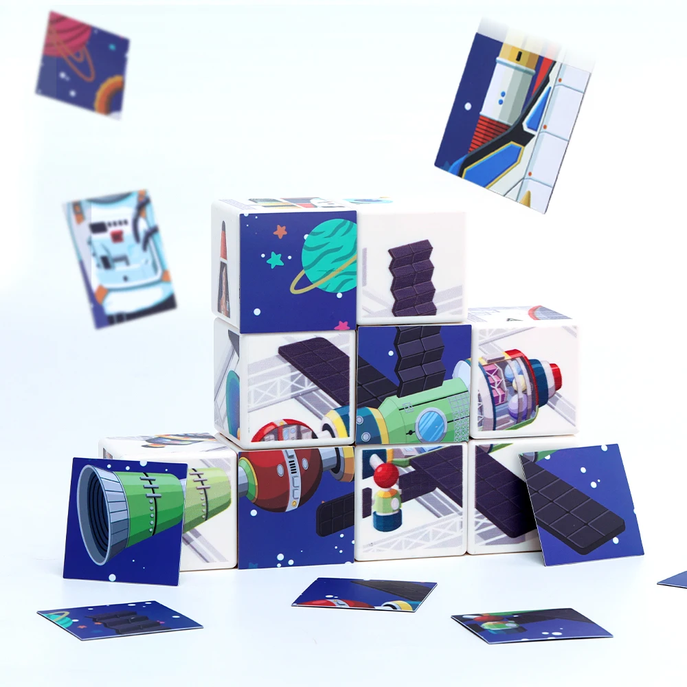 KEBO 69PCS Space Exploration Magnetic Sticker Construction Kit Magic Cubes Toy for Kids