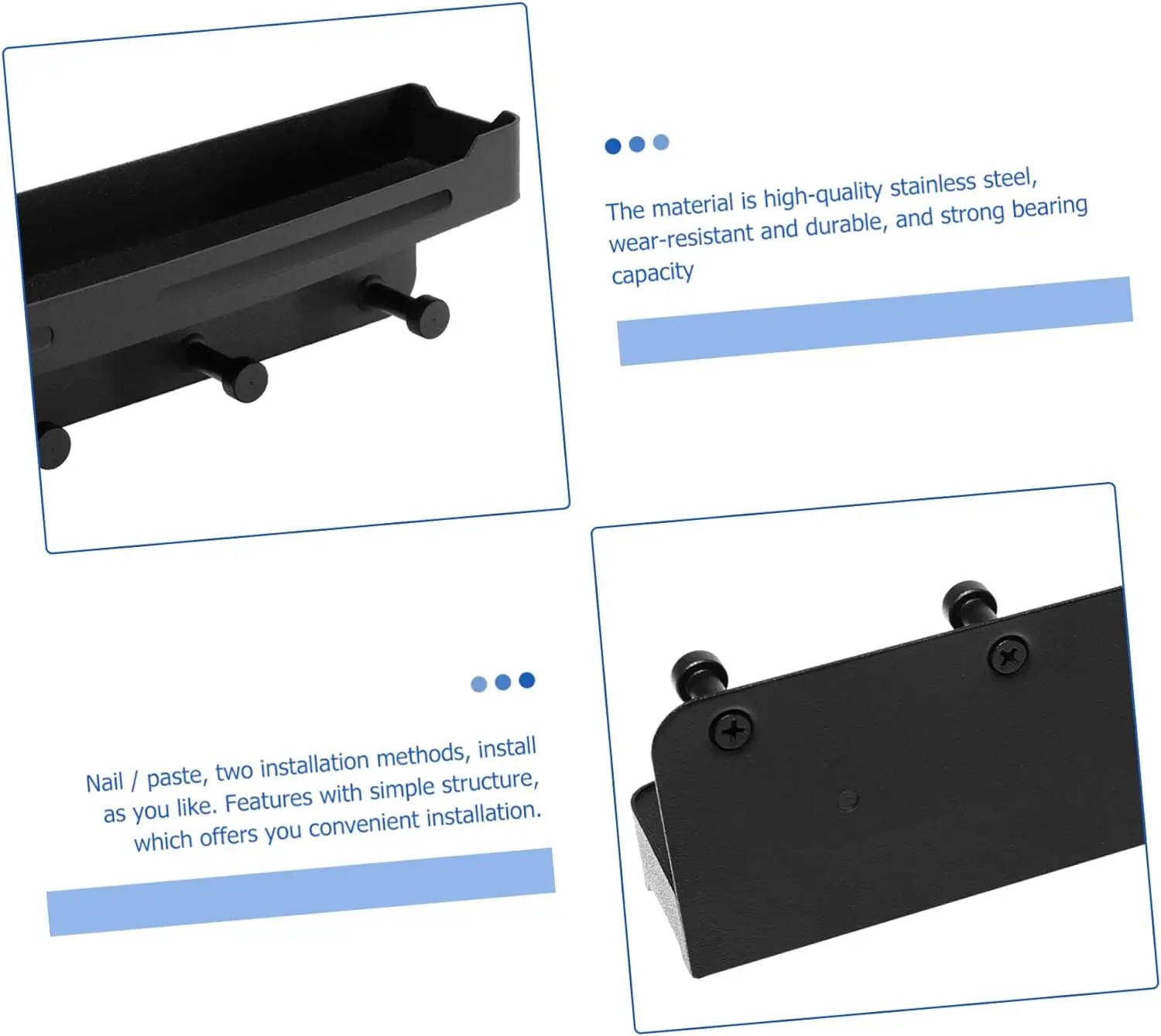 YARNOW 1pc Stainless Steel Shelf Wall Mounted Shelves Wall Mounted Coat Hooks Rustic Vintage Wall Coat Racks Adhesive