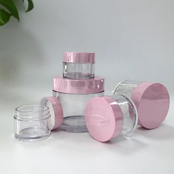 Cosmetic Packaging Custom Logo Clear Empty 1Oz 2Oz 4Oz 3 Oz 8Oz 15G 30G Powder Container Plastic Cosmetic Jar With Gold Pink Lid