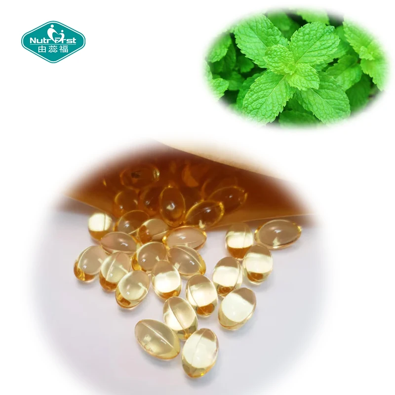 Custom Label Herb Plant Supplements Peppermint Oil Enteric Coated Sofgel Capsules with Bespoke Packing