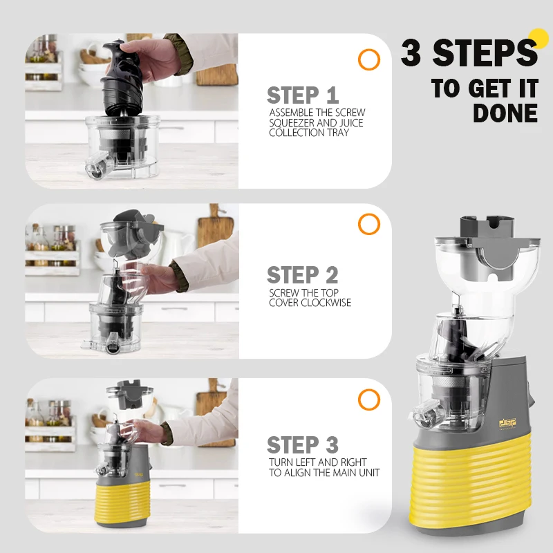 DSP OEM Cold Press Machine Stainless Steel Whole Slow Juicer Electric Vegetables Fruit Big Mouth Slow Juicer Extractor Machine