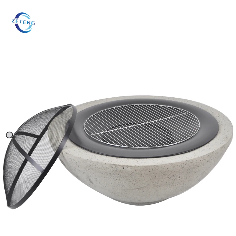 Round Wood Burning Firepit Patio BBQ Brazier Outdoor Garden Heater Magnesium Oxide Base Fire Bowls Barbecue MGO Fire Pit