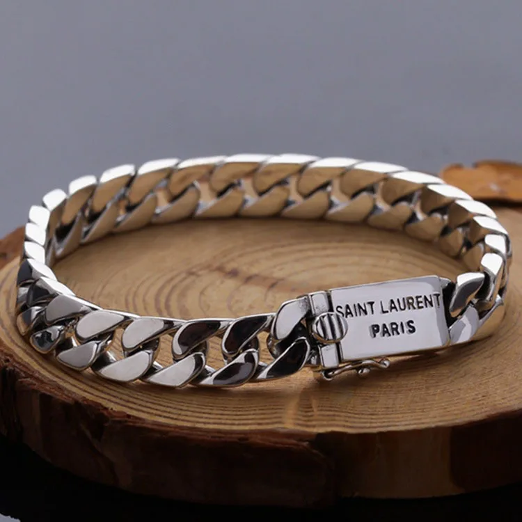 G2427 Wholesale pulsera de plata Hip Hop 6MM 7MM 8MM Chain Link 925 Sterling Silver Cuban Bracelet Fine Jewelry Bracelets