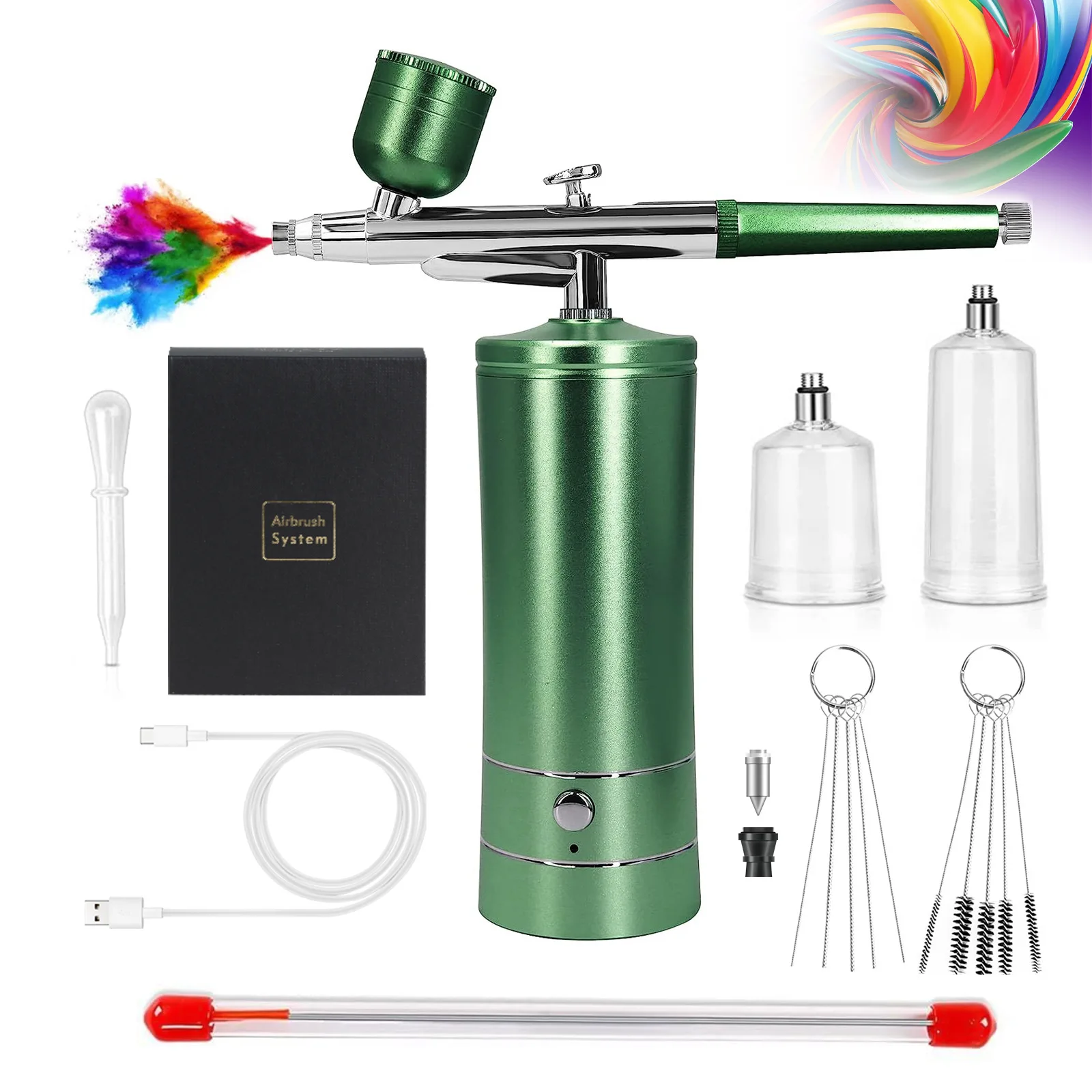Foretrend Custom New Makeup Airbrush Machine Spray Gun Facial Airbrush Set Nail Airbrush For Make Up Nail Art Paint