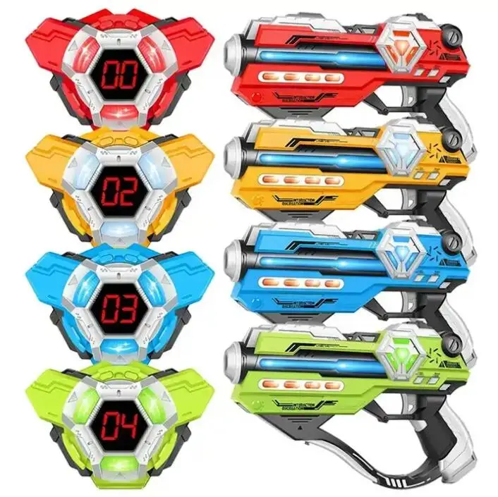 4 Players Battle Game Infrared 4 Laser Tag Gun Toy Equipment With 4 Digital Led Score Display Vests Set For Kids