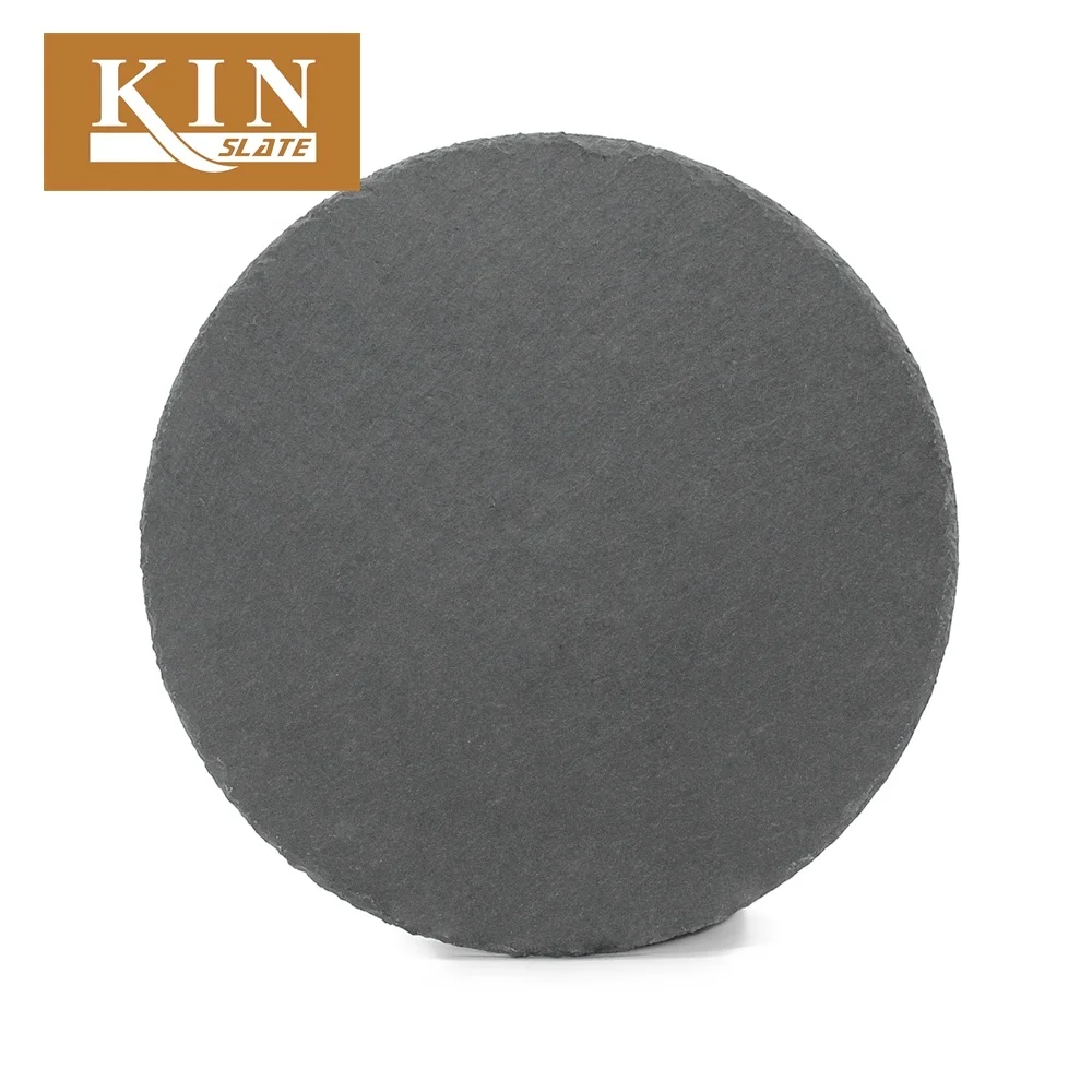 2019 dish round black slate serving cheese plate