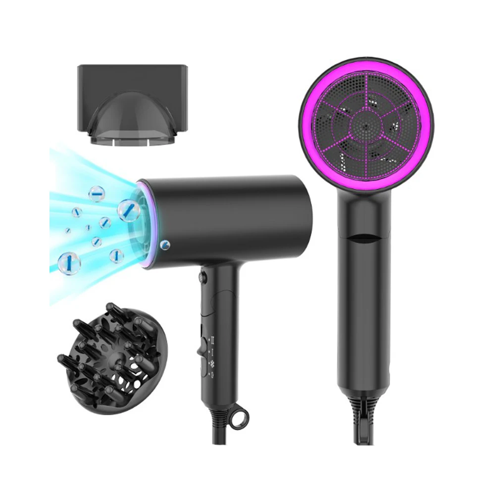 1800W Professional Foldable high-power Salon Hair Blow Dryer  Hot And Cold Wind Volumizer Hammer Dryer with nozzles magnetic
