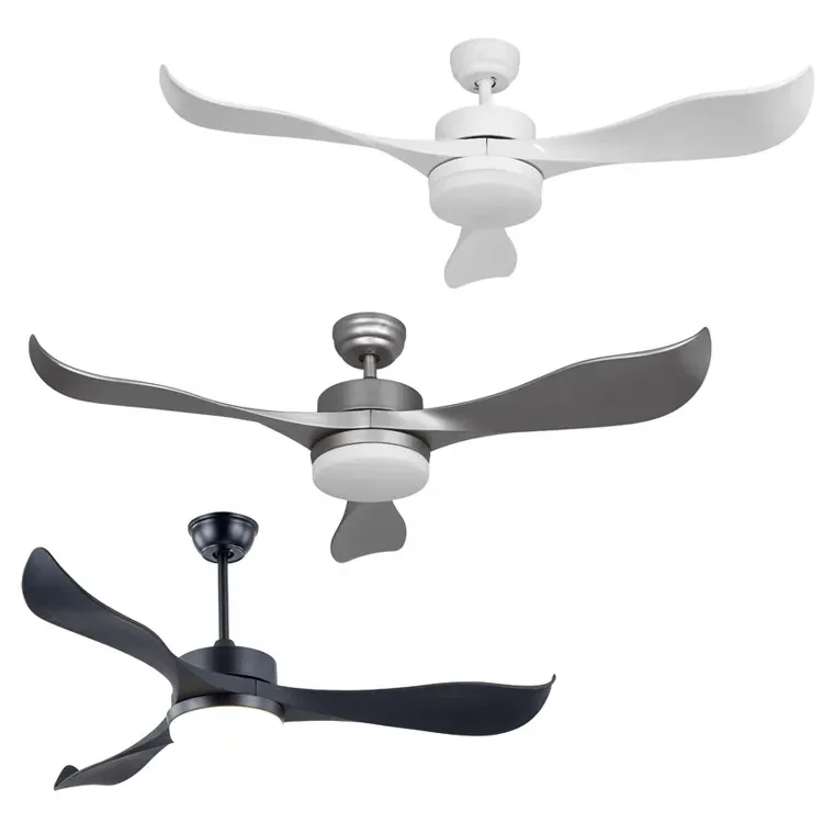 56-Inch Outdoor Waterproof Remote Control LED Ceiling Fan Light Simple Design Certified CB CE 6000K Color Temperature Plywood