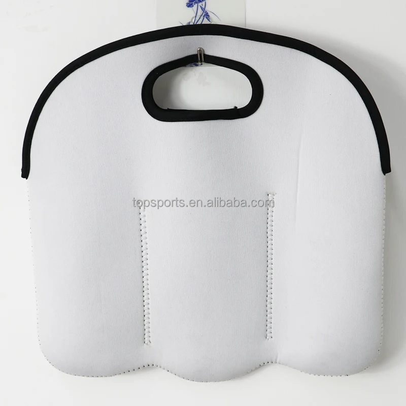 Set of 3 Wine Beer Bottle Holders ,White Blank Neoprene Wine Beer Bag for DIY sublimation Heat Transfer Printing