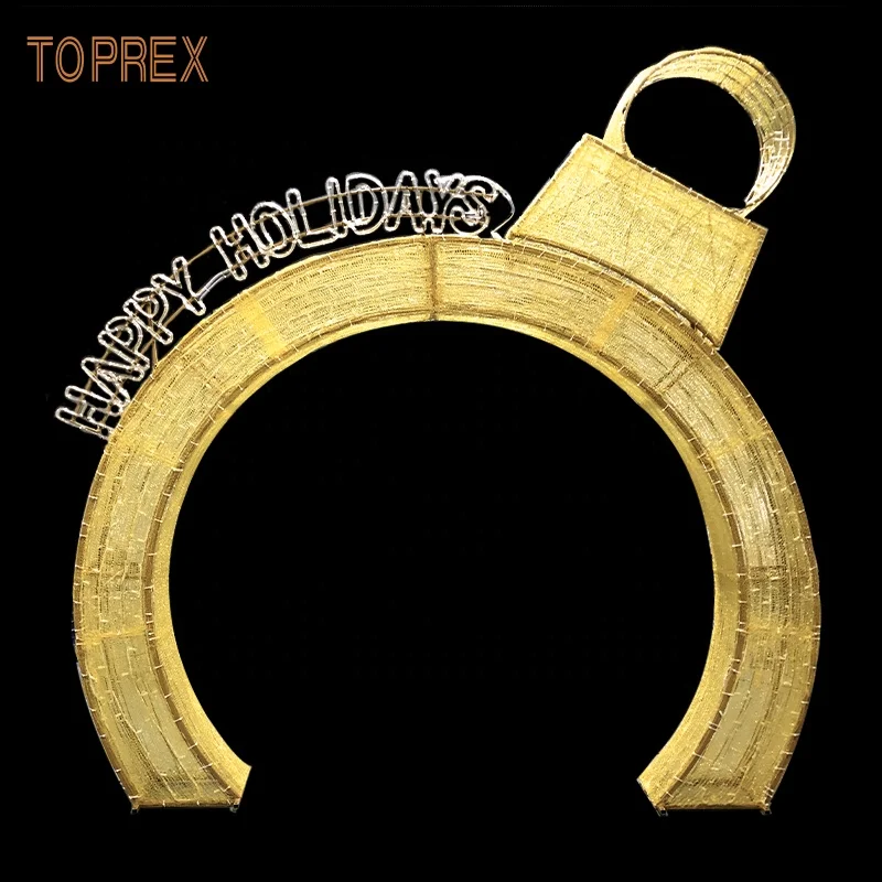 Happy holiday christmas new year event wedding decoration 3d golden acrylic art craft arch motif lights