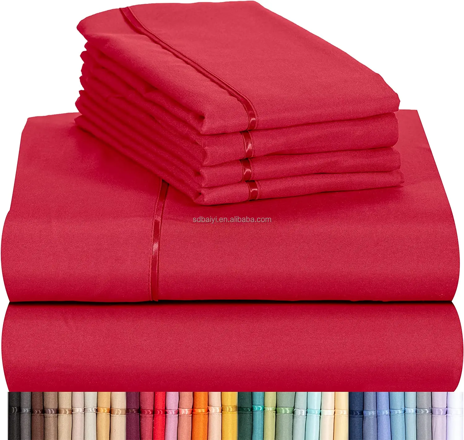 Luxury quality manufacturer canadian polyester microfiber fabric king size fitted bedsheet solid bedding bed sheet set for hotel