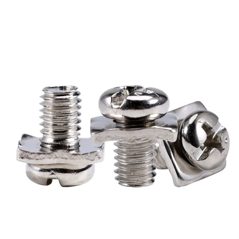 Customized Screws M2 M2.5 M3 M3.5 M4 M5 Pan Head with Square pads Washer Pan Head Cross Two Combination Screw