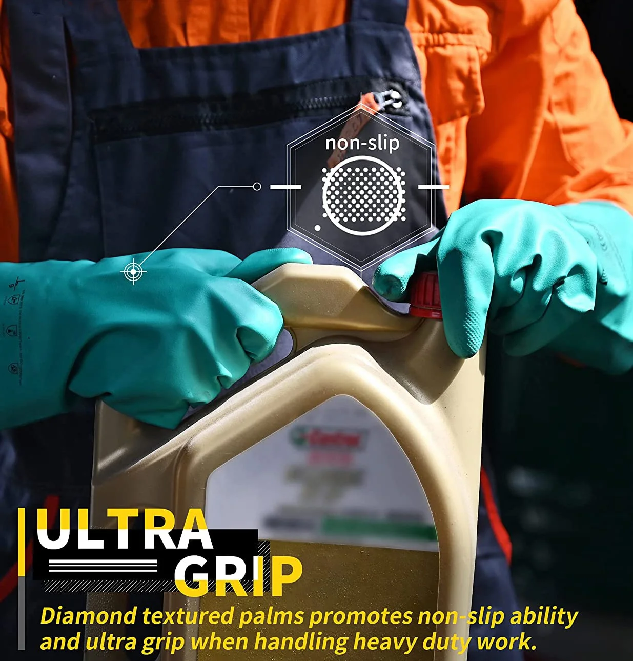 Thick Latex 92600 guantes induatriales Green Nitrile Hand Work Gloves for Industrial