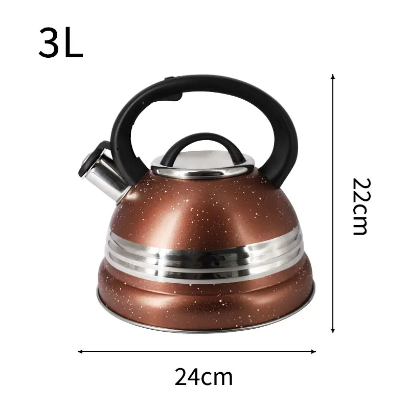 Factory 3L fast Boiling Whistling Tea Kettle food grade Water boiler Stainless Steel Teapot for Stove Top Brown