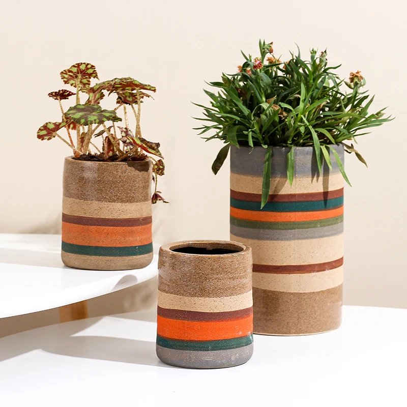 Wholesale cheap succulent vases classic style colorful glazed small cylinder ceramic flower vase for livingroom