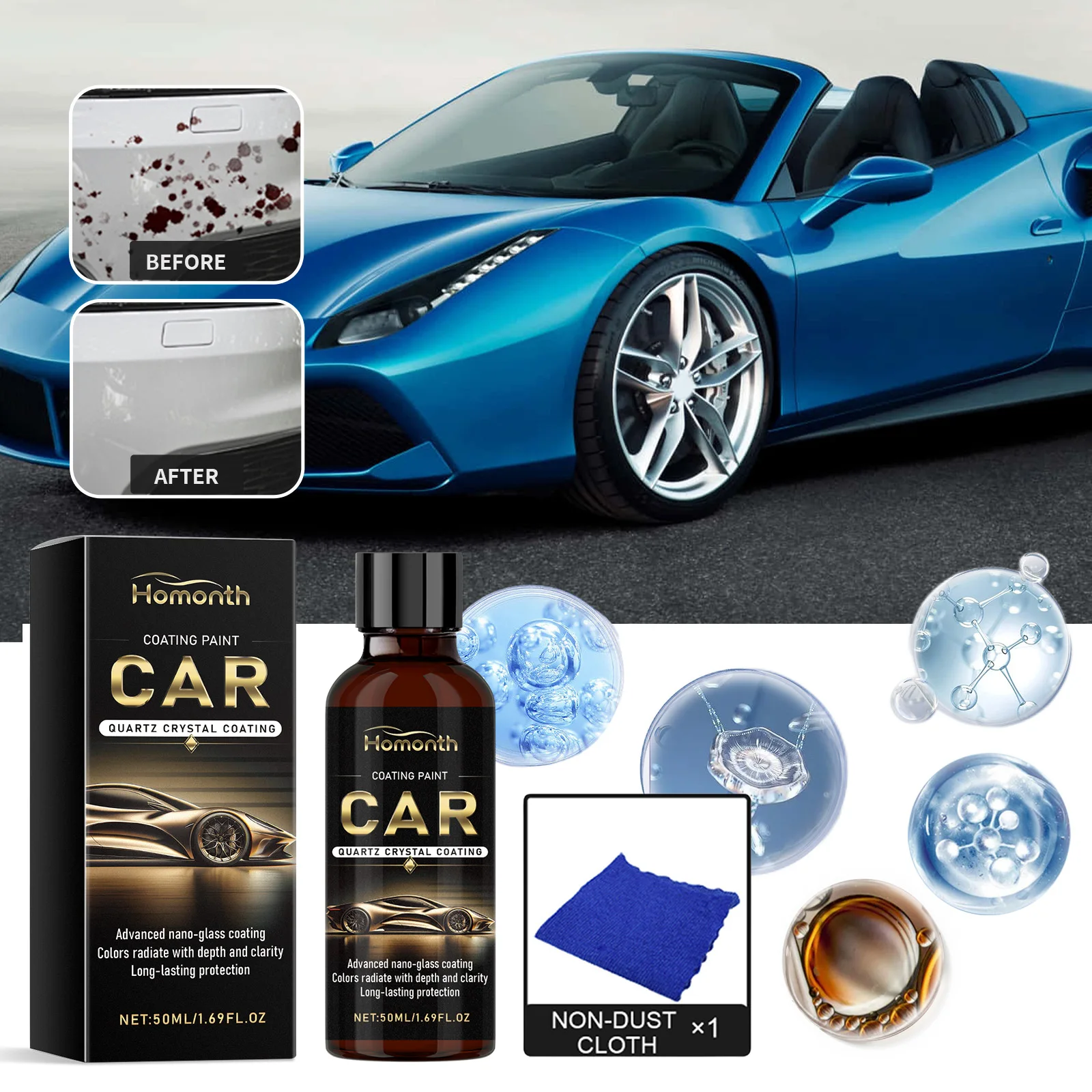 Homonth Crystal Coating Car Polishing Nano Crystal Coating Agent Restore Plastic Parts Crystal Coating Car