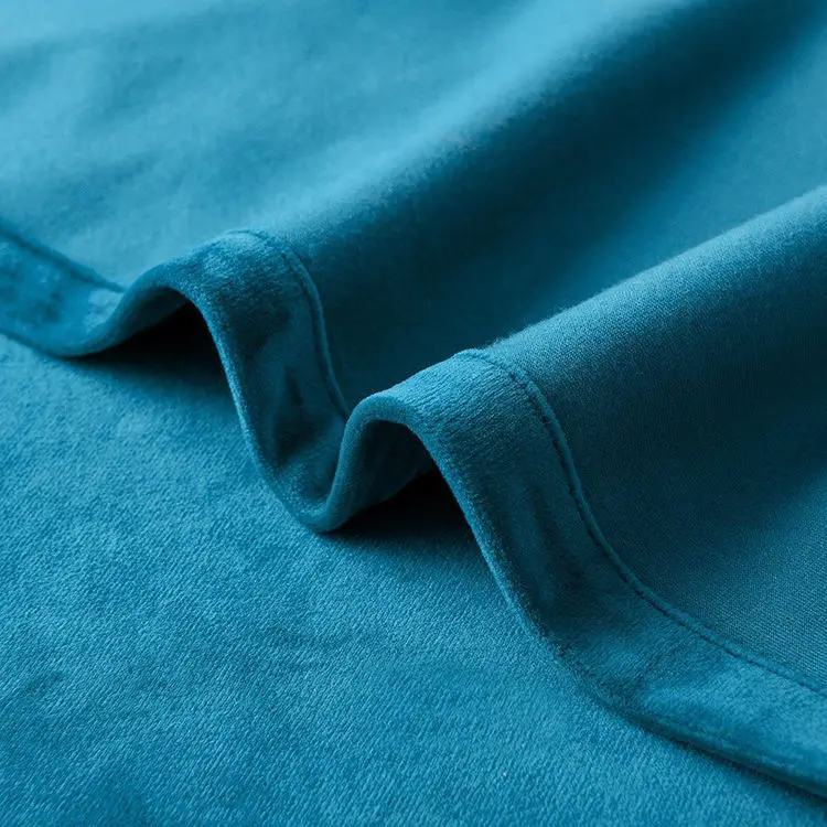 Super Soft Heavy Velvet Blackout Curtain Drapes Panel Nickel Grommet Blue Window Curtains for Living Room