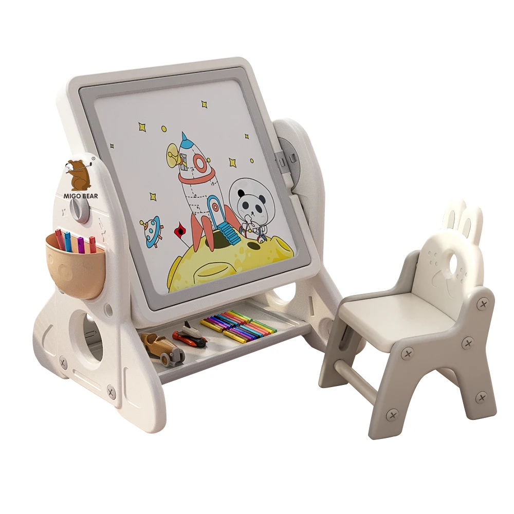 MIGO BEAR Preschool Homework Desk Toy Water Sand Multifunctional Children Painting Building Blocks Activity Kids Table and Chair
