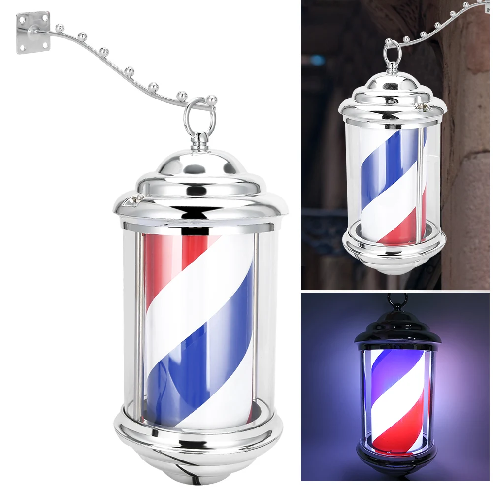 Professional Hair Salon Turn Light Hairdressing Logo Light Wall Hanging Rotating Led Fashion Turn Light Barber Pole Set
