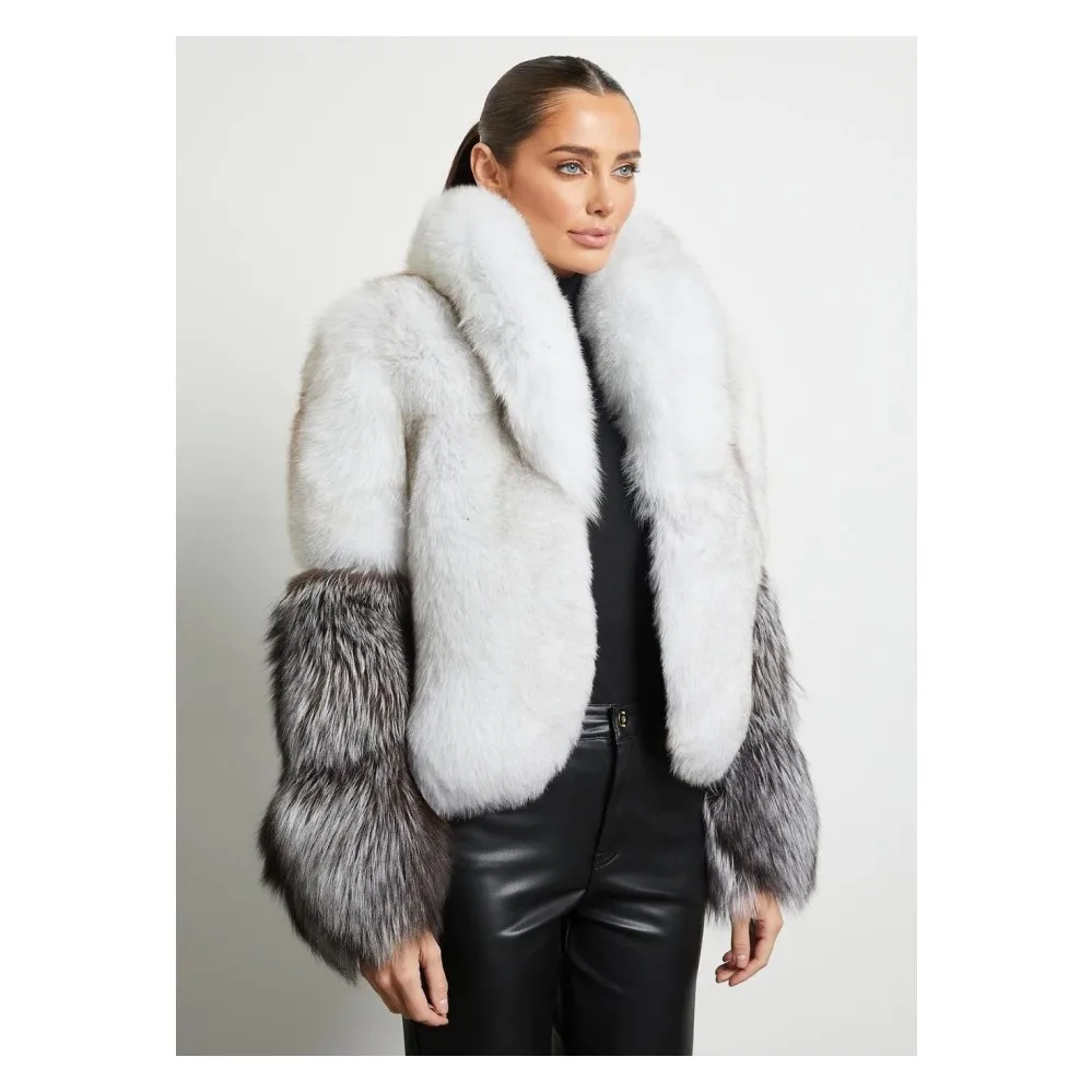 RXFurs 2024 Новая китайская фабричная оптовая продажа короткая женская шуба из натурального меха лисы для зимы