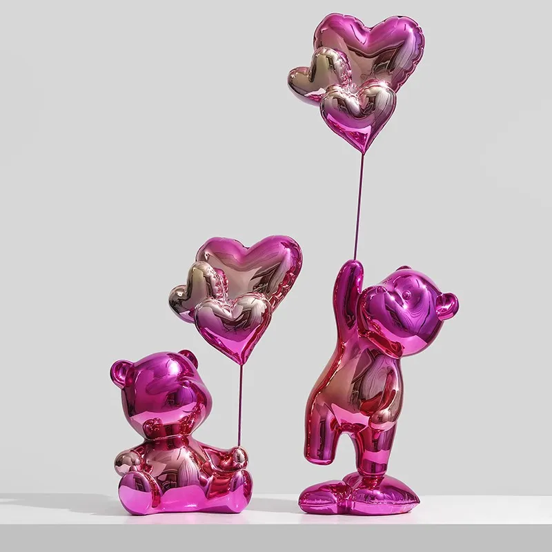 Manufacturers Wholesale Creative Balloon Bear Ornaments Electroplating Cute Bear Living Room Home Decorations Light Luxury