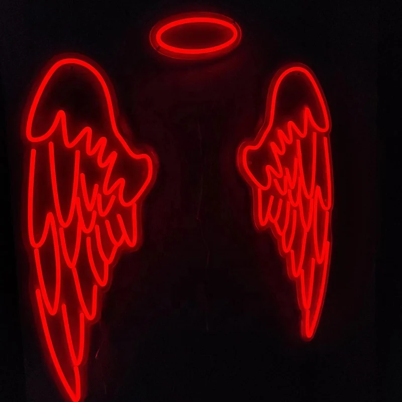Kexian Custom Factory Price LED Neon Angel Wings Angel Neon Light Store Shop Bar Wall Signs Decoration