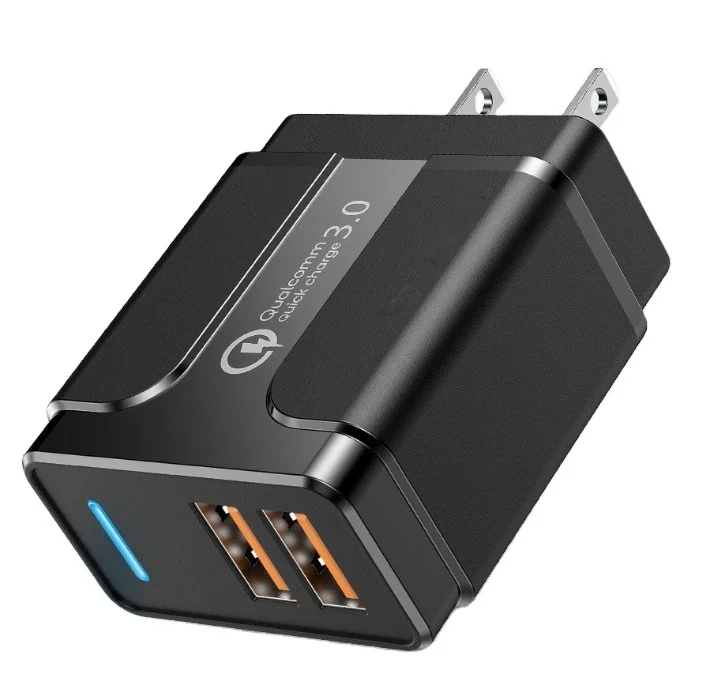 ETL USA 2 Pin Plug 18W QC3.0 Fast Charging USB Home Charger 5V 3A 9V 2A 12V 1.5A Wall Adapter For Mobile Phones