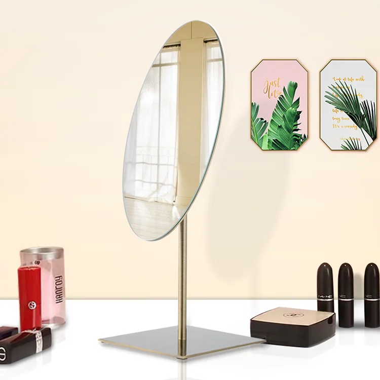 Wholesale Retro Bronze Alloy Metal Dresser Desktop Mirrors Decorative Bronze Beauty Vanity Makeup Mirror