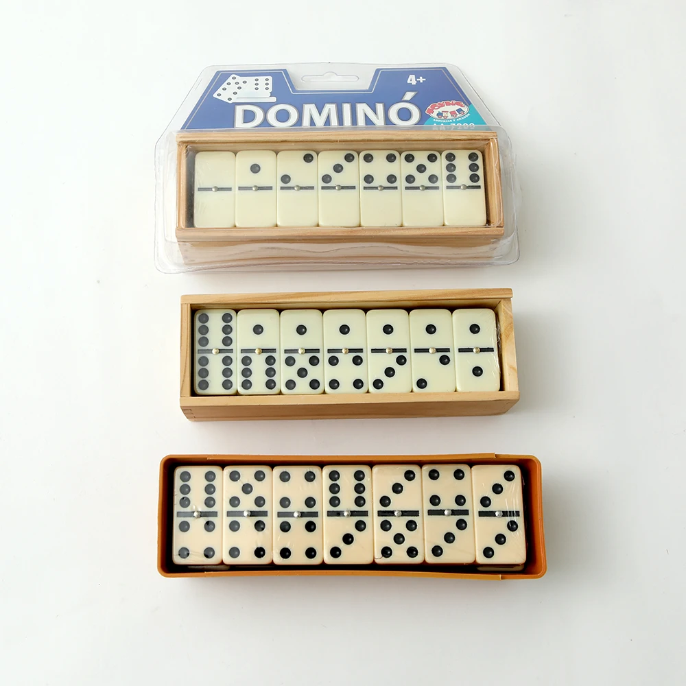 28 Piece Double-Six Ivory Domino Tiles Set, Classic Numbers Table Game with Wooden Carrying/Storage Case