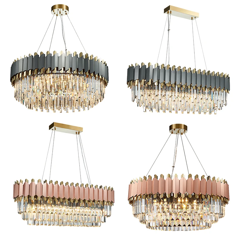 Guzhen Chandeliers Factory Modern Hanging Light Fixture Black Crystal Chandeliers Light Pendants For Living Room