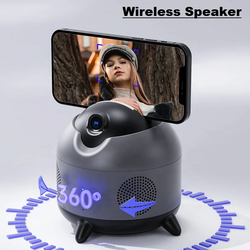 Amazlife M136 Portable Auto Face Tracking Smart Rotation Wireless Blue Tooth Music Speaker with Phone Holder