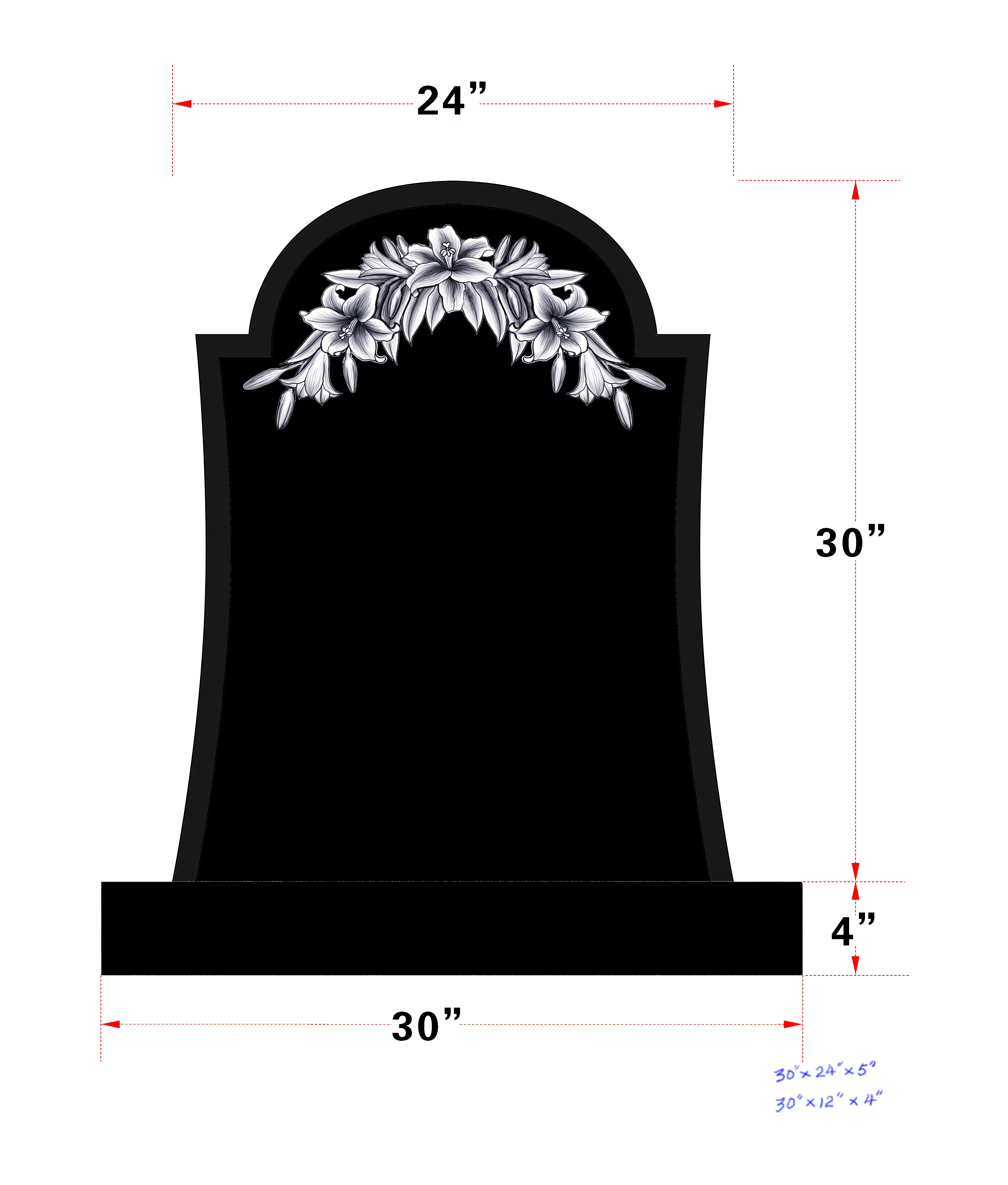 Custom Chinese Design Cemetery Heart Shape Blue Pearl Granite Headstone With Flower