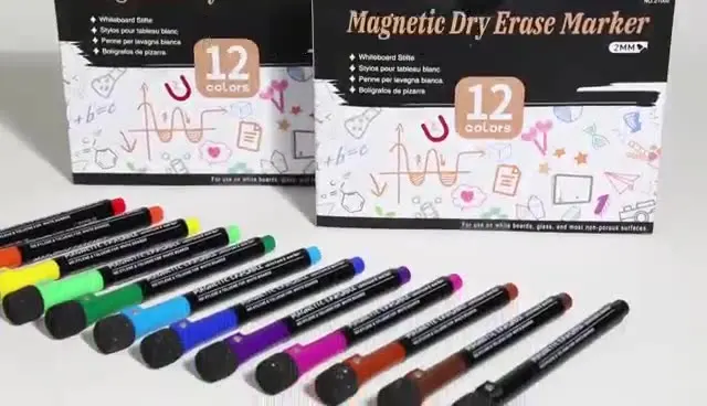 12 Colors Custom Magnet Whiteboard Marker Pen Dry Erase Magnetic Whiteboard Marker With Bullet Tip
