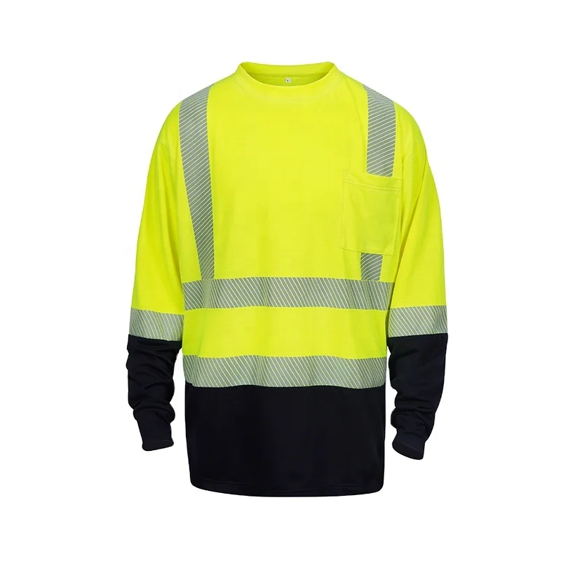 LX Wholesale Custom High Visibility Safety Polo Long Sleeve Shirt Yellow Workwear