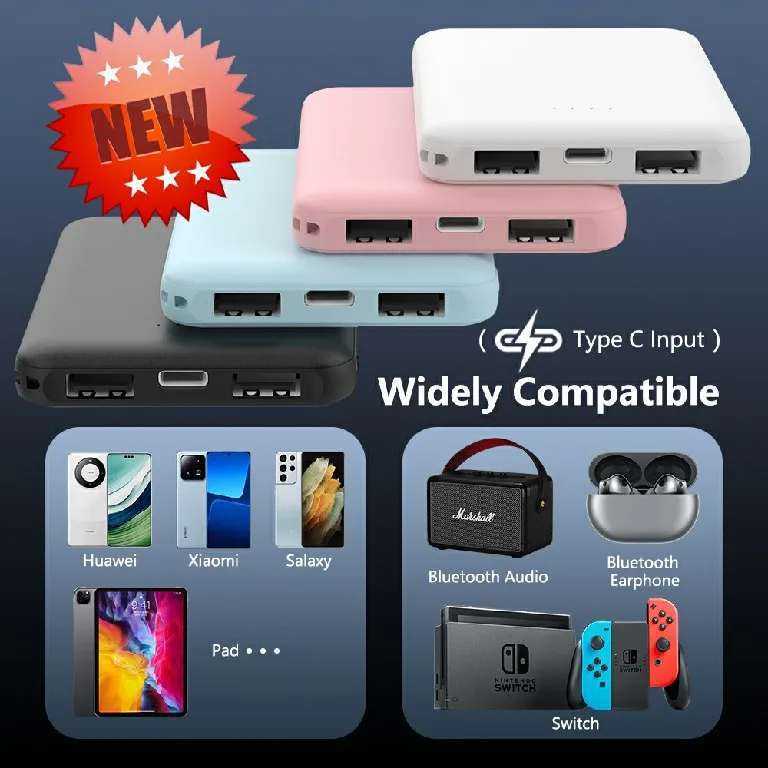 2024 Newest Ultra Slim Portable Mobile station Mini Mobile Charger Power Bank 3000-5000 mAh for Gift Customized Logo Power Bank