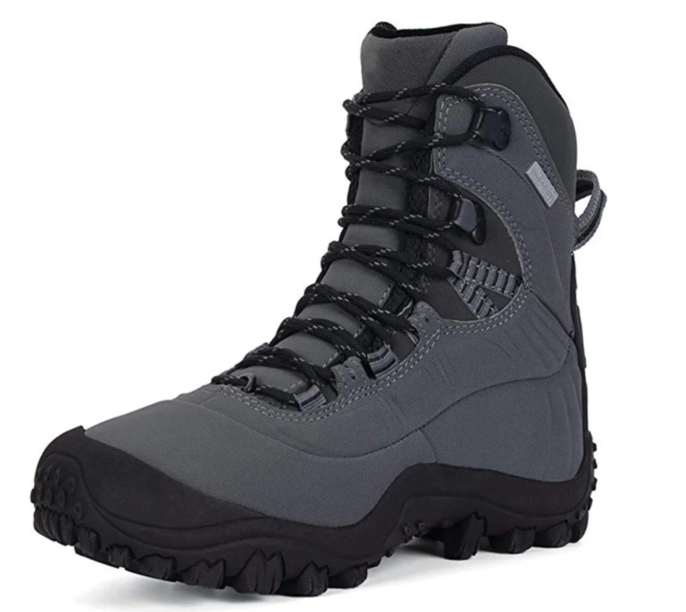 
Men fashion dark blue suede leather outdoor waterproof hiking shoes mountain shoes high ankle shoes 