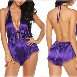 European and American Women Ladies Nightgown Breathable Spandex Erotic Lingerie Sexy One-piece Lace Underwear Pajamas