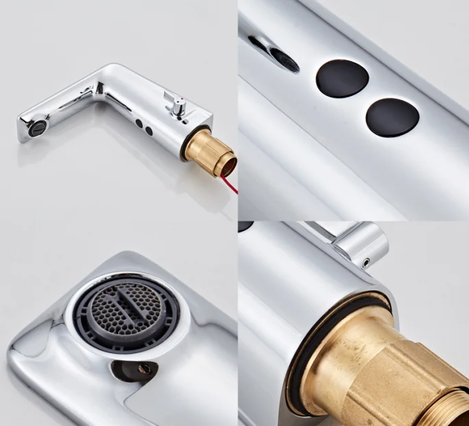 smart faucet tochless tap shipping free brass material polished chrome mixer water cold and hot ac220/ dc battery power