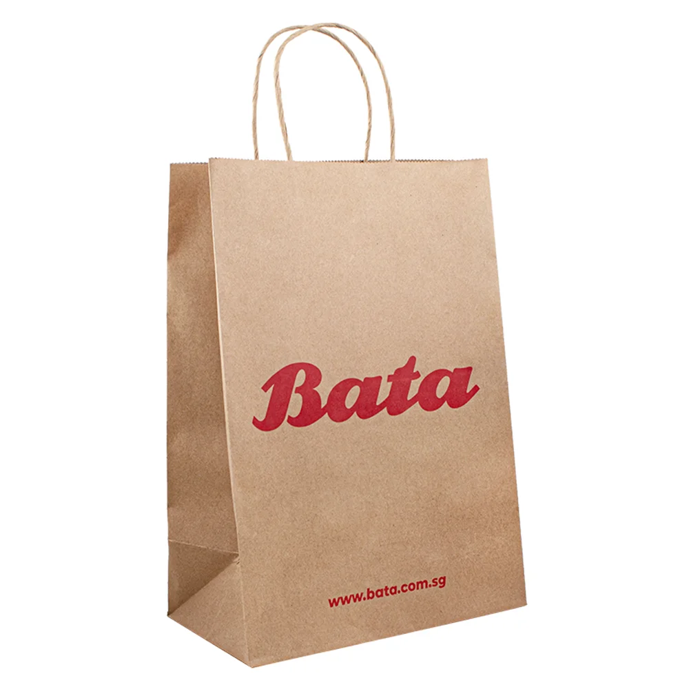 Cheap Recycled Custom Logo Printed Grocery Shopping Packaging Brown Kraft Paper Bag With Handles
