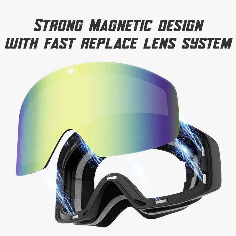 Snowledge 197D Ski Goggles Frameless Magnetic Interchangeable Lens 100% UV400 Protection Snow Goggles for Men Women