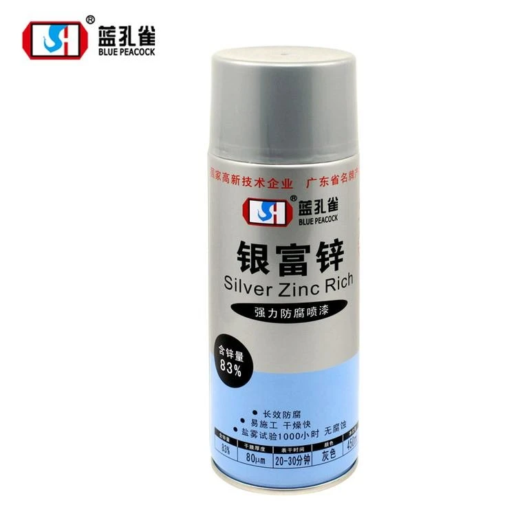BLUE PEACOCK Silver Zinc  Rich China factory wholesale spray paint for home industry spray paint power spray paint