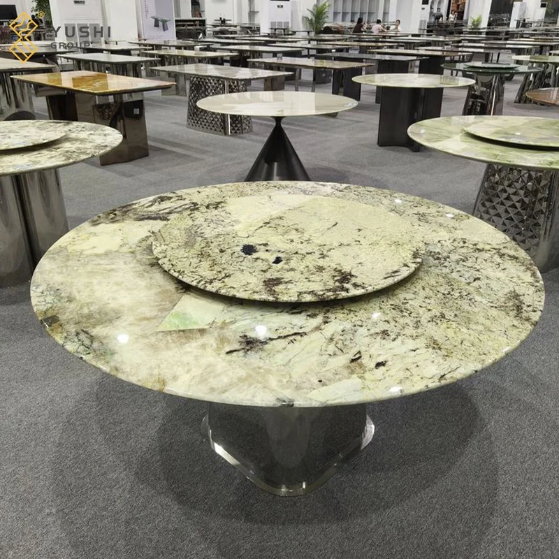 Yushi Group Patagonia Modern Marble Light Luxury Round Rotate Custom Natural Custom Dining Table Wholesale Furniture Living room