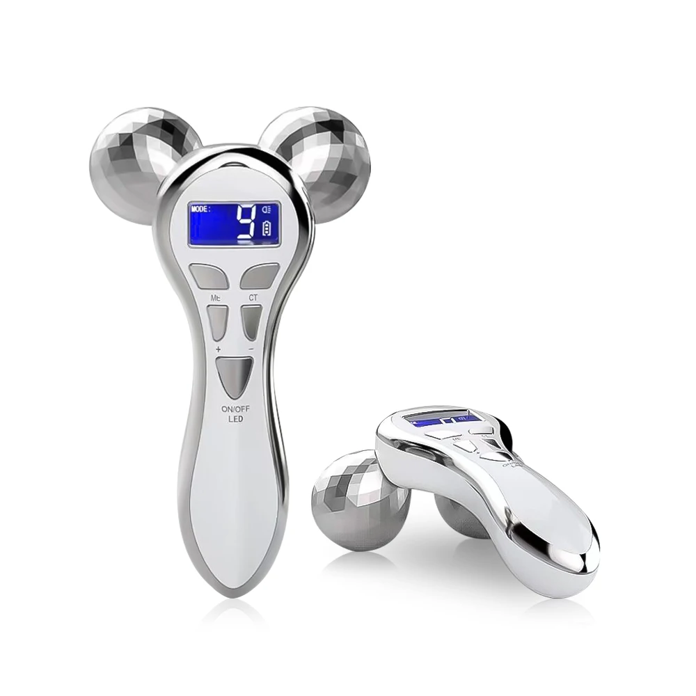USB charging electric microcurrent 4d facial massage machine skin lifting eye v shape face roller massager