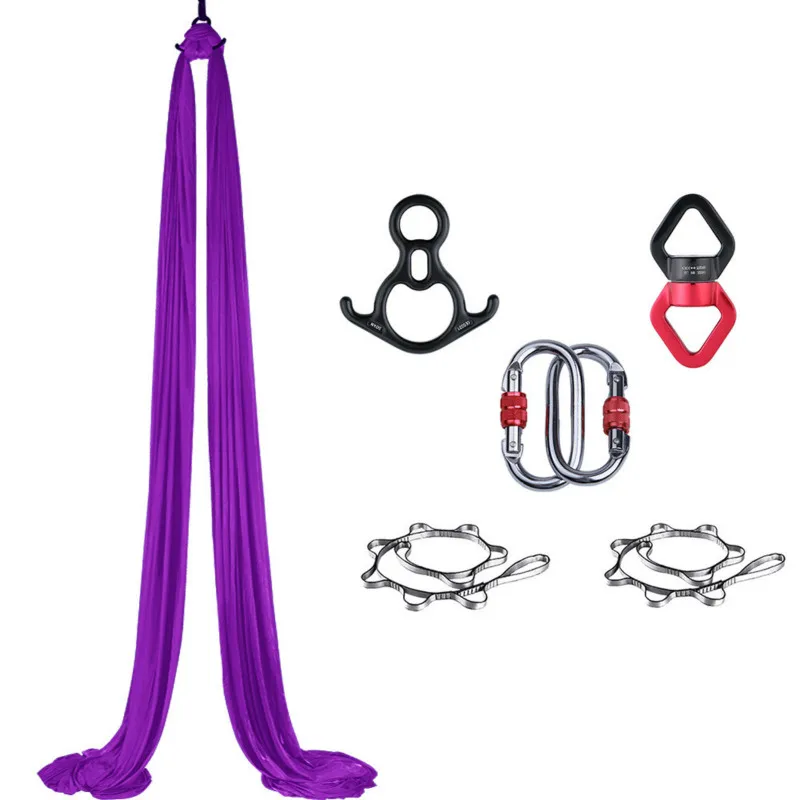 
Yoga Flying Hammock Swing Aerial Yoga Hammock Silk Fabric with Carabiner & Daisy Chain for Yoga Anti-Gravity Pilates 